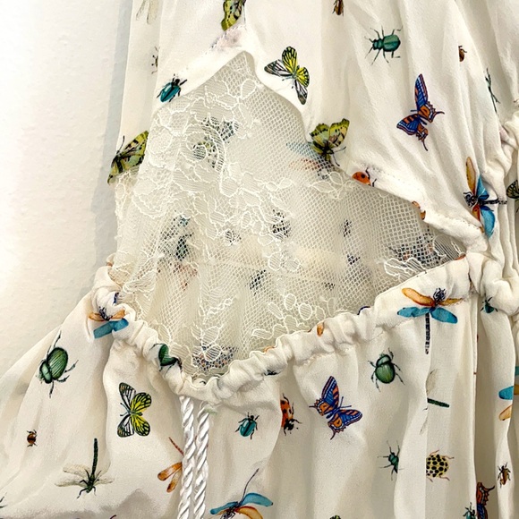 The Kooples silk dress, white with butterflies, sz Small. - Picture 3 of 7